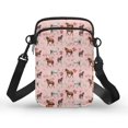 thumbnail image 1 of FUIALDOLG Horse Rose Print Cell Phone Purse Wallet, 2 Zippers Shoulder Bag Double Zipper Sling Coin Wallet for Work Running, 1 of 7