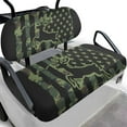 thumbnail image 1 of FUIALDOLG Hunting Deer Front and Back Seat Cover Universal Fit for Club Car Precedent Golf Cart Green Camo USA Flag Print Breathable Golf Cart Bench Seat Covers for Women Men Washable, 1 of 8