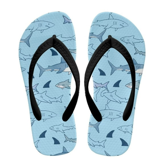 FUIALDOLG Kids Boys Girls Flip Flops Blue Sharks Ocean Print Comfort Quick-Dry Beach Pool Thong Sandals(Little Kid/Big Kid) Size 1