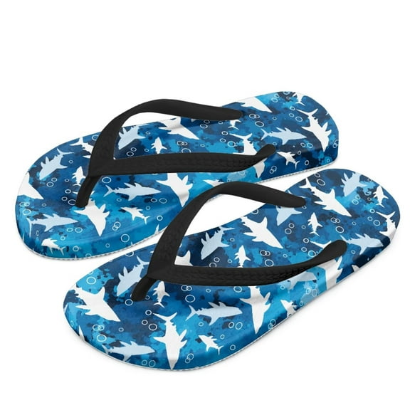 FUIALDOLG Kids Boys Girls Flip Flops Sea Sharks Print Comfort Quick-Dry Beach Pool Thong Sandals(Little Kid/Big Kid) Size 10