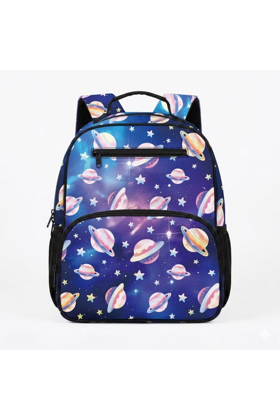 Kids Toddler Planet Galaxy Backpack for Boys 3-8, Preschool Kindergarten Bookbag 13.5 Inch, Lightweight School Pack with Side Mesh Holders