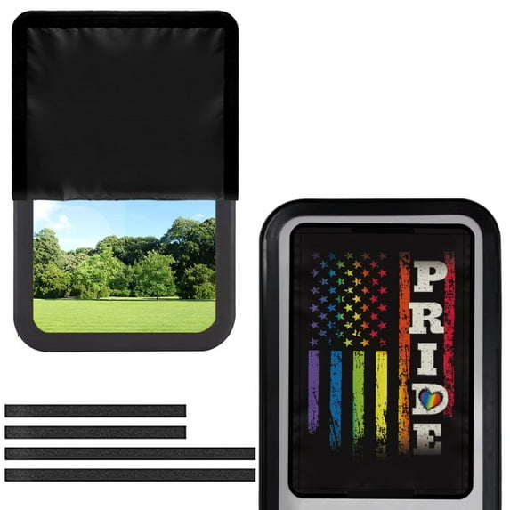 FUIALDOLG LGBT RV Door Window Shade, Pride Rainbow Flag Foldable Hook and Loop Fastener RV Blackout Window Cover, UV Rays Protection for Camper Trailer Door, Light-resistant Fabric