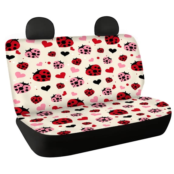 FUIALDOLG Ladybug Hearts Pattern Design Durable Backseat Covers for Car Interior Auto, Comfortable Bench Seat Covers Non-Slip Back Seat Covers