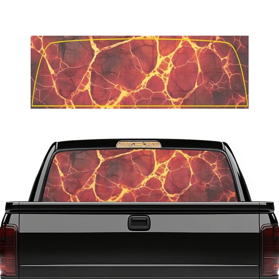 FUIALDOLG Lava Crack Rear Window Decals 66.9 x 22.4 Inches, Vinyl Back Window Graphics for Most Pickup Trucks, Corrosion Resistant UV Blocking Decoration