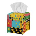 thumbnail image 1 of FUIALDOLG Leather Tissue Box Cover Square 5.1x5.1x5.5'' Waterproof Tissue Box Holder with Metal Button for Car, Bathroom, Kitchen,Home Decor (Colorful Polka Dots), 1 of 7