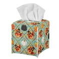 thumbnail image 1 of FUIALDOLG Leather Tissue Box Cover Square 5.1x5.1x5.5'' Waterproof Tissue Box Holder with Metal Button for Car, Bathroom, Kitchen,Home Decor (Funny Turkey Pumpkin), 1 of 7