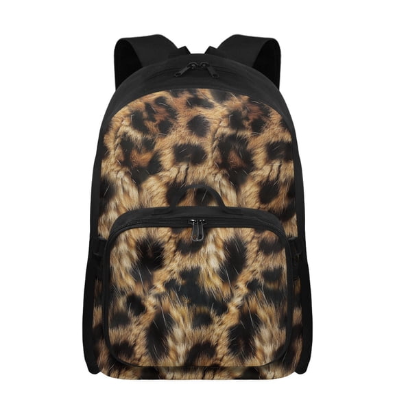 FUIALDOLG Leopard Print School Backpack for Girls 6-8 Years Old with Lunch Bag 17 Inch 2 in 1 Elementary School Bags Zippered Rucksack Insulated Lunbag for Camping