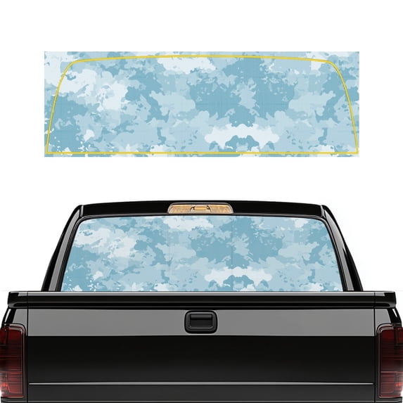 FUIALDOLG Light Blue Camo Rear Window Decals 66.9 x 22.4 Inch, Vinyl Back Window Graphics Fit Most Pickup Trucks, for Personalized Decoration and Privacy