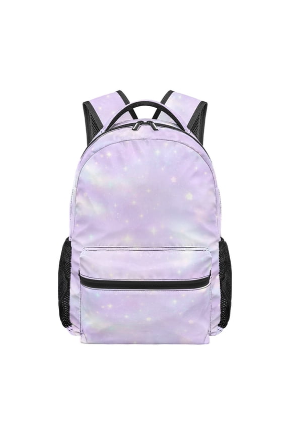 Light Purple Galaxy Backpack for Kids Girls School Bag Lightweight Daypack Elementary School and Preschool Backpack with Adjustable Shoulder