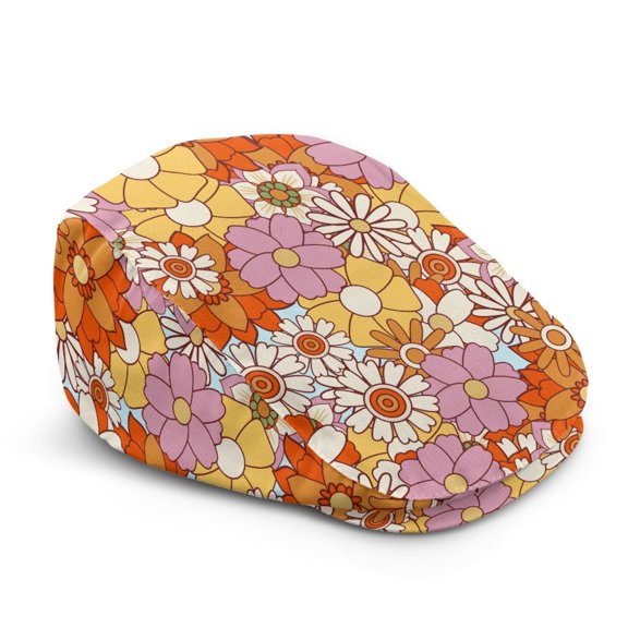FUIALDOLG Lightweight Beret Hat for Driving Summer, Retro Floral Polyester Soft Flat Cap Comfort