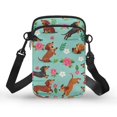 thumbnail image 1 of FUIALDOLG Lightweight Cell Phone Purse for Travel Daily Use, Polyester Double Deck Crossbody Bag, Dachshund & Floral Pattern, 1 of 10