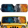 thumbnail image 1 of FUIALDOLG Lion Ice&Fire Windshield Sun Shade, Cute Shade Heat Shield Foldable, Block UV Rays, 52.95x16.14 inch, Compatible with Car SUV Off-road Vehicle, 1 of 7