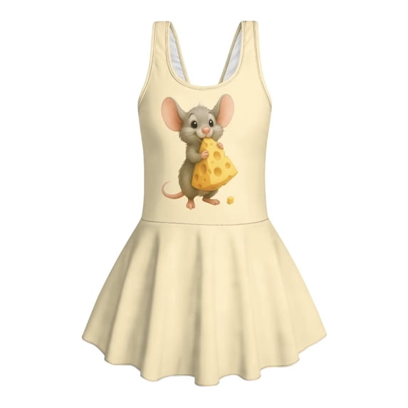 FUIALDOLG Little Girl Cute Mouse Swimsuit Girl's One-Piece Swimsuits with Skirt Princess Girl Sleeveless Swim Dress Tummy Control Tank Tops Beach Wear for Teen Girl,12-13Y