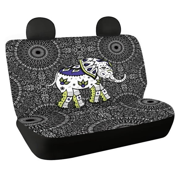 FUIALDOLG Mandala Elephant Rear Bench Seat Covers for SUV, 2 Piece Non Slip Car Rear Seat Covers Easy to Install Durable Back Seat Covers
