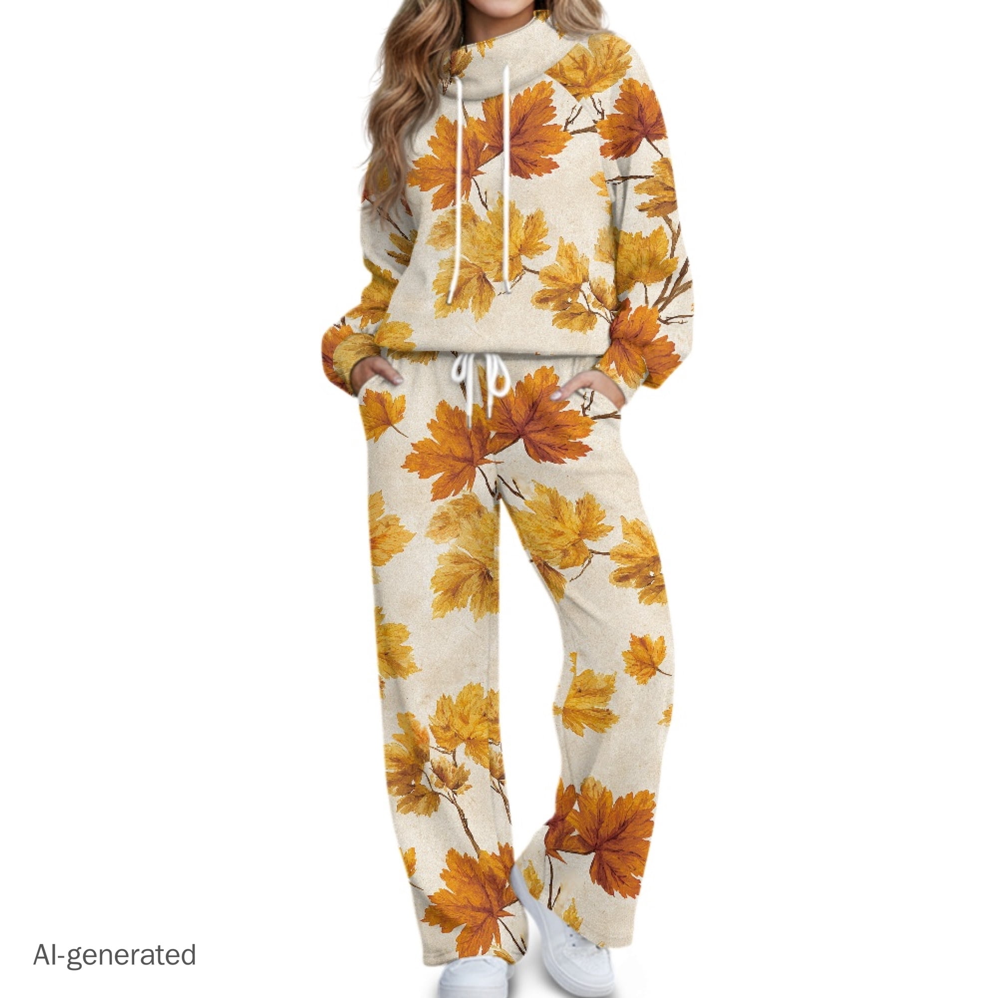 FUIALDOLG Maple Leaf Pattern Two Piece Lounge Sets Windproof with Wear ...