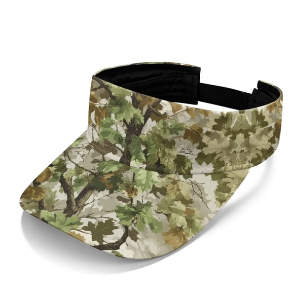 FUIALDOLG Maple Leaves Camouflage Print Women Sport Sun Visor Hats Adjustable Empty Top Baseball Cap Ball Caps for Men Walk Beach Summer Running