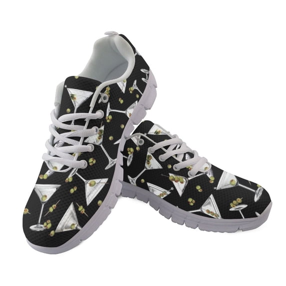 FUIALDOLG Martini Print Running Sneakers for Women, Mesh Mens Athletic Trainers for Casual Walking and Daily Training