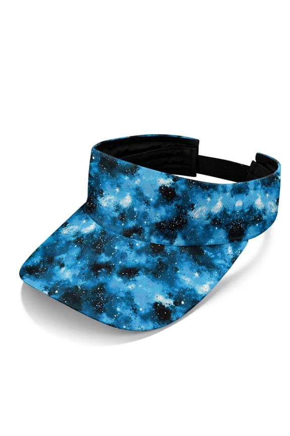 Men Women Sports Visor Hat Adjustable Open Top Quick Dry for Outdoor Running Walking Golf Blue Galaxy Print