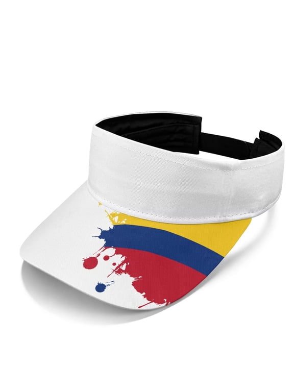 Men’s Adjustable Visor Hat Open Top Quick Dry for Golf Running Walking Beach Summer Sports Colombia Flag Print