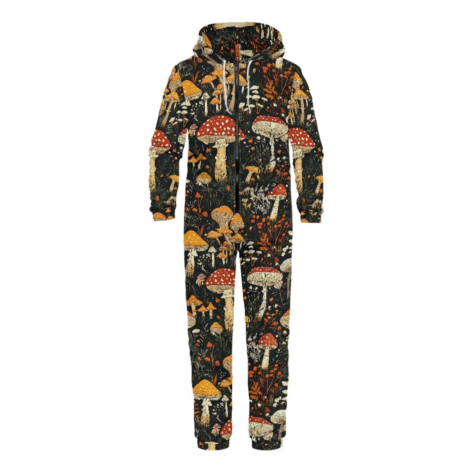 FUIALDOLG Mens Onesie Pajamas Hooded Halloween Onesie Unisex Adult Zip ...