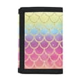thumbnail image 1 of FUIALDOLG Mermaid Scale Trifold Card Wallet, Elastic Polyester Lightweight Kids Coin Bag for Daily Use Sports and Travel, 1 of 7