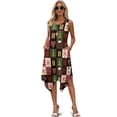 thumbnail image 1 of FUIALDOLG Merry Christmas Theme Plaid Women's Sleeveless Beach Dress Trendy Pleated Sundress Round Neck Asymmetric Dresses Christmas Dresses for Xmas Party New Year,S, 1 of 7