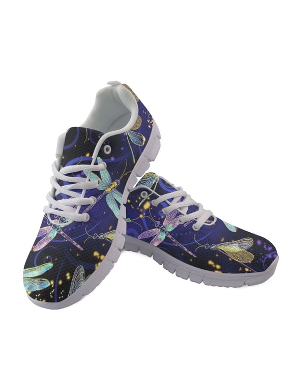 Mesh Running Shoes with Lightweight Breathable Lace-up, Low Top Athletic Trainers for Men, Gym Tennis Dragonfly