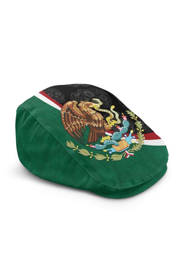 Mexican Flag Design Lightweight Beret Hat, All-Season All Season Polyester Flat Cap for Driving Outings Summer
