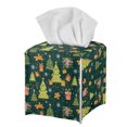 thumbnail image 1 of FUIALDOLG Modern Tissue Box Cover Square PU Leather Car Tissue Holder Waterproof Facial Paper Organizer Dispenser for Bathroom, Vanity Countertop, Tabletop, Green Christmas Trees, 1 of 7