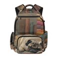 thumbnail image 1 of FUIALDOLG Multi Pocket School Bookbag for Travel Scuola, 600D Polyester Multi-Pocket Book Bag, Sleeping Pug Design, 1 of 9