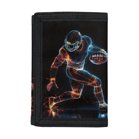FUIALDOLG Neon Football Player Trifold Pouch, Stretch Polyester Youth Wallet for Outdoor Sports, Slim Lightweight Children's Wallet for Travel