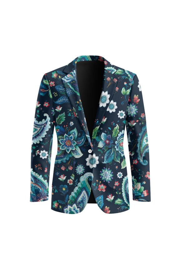 One Button Suit Jacket for Casual Formal, Polyester Lightweight Men's Blazer Jacket with Regular Fit