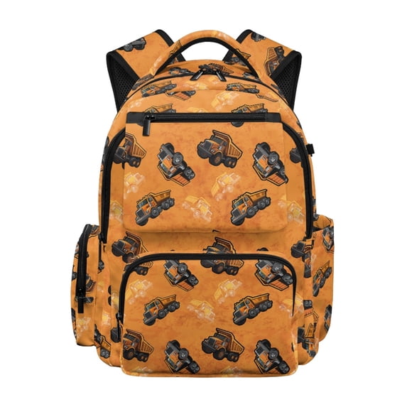 FUIALDOLG Orange Cartoon Design Multi-pocket Bookbag with Breathable Lightweight Casual Daypack, Waterproof 17 Inch School Backpack for Elementary School Travel Daily Use