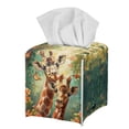 thumbnail image 1 of FUIALDOLG PU Leather Tissue Box Cover Square with Cute Giraffe Flower, Waterproof Decorative Tissue Box Holder for Bathroom, Office, Desk, Car, 5.1"X5.1"X5.5", 1 of 7