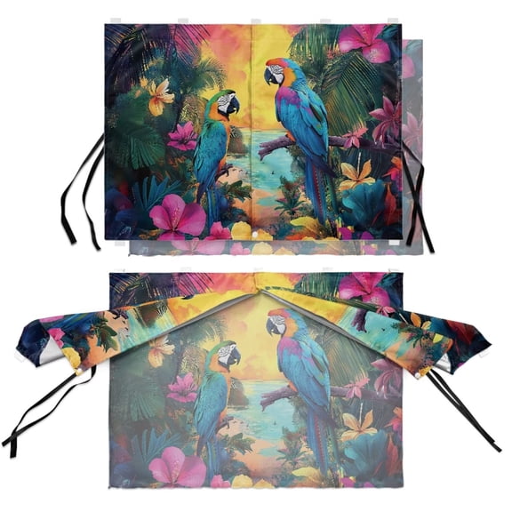 FUIALDOLG Parrot Sun Shade for Car Windows 1 Pcs Double Layer Hawaiian Flower Car Window Shade for Summer Heat Protection UV Sun Blocker Magnetic Sunshade for Metal Windows