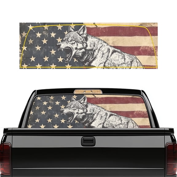 FUIALDOLG Perforated Vinyl Truck Rear Window Decal 66.9" x 22.4", Durable See-Through Sticker for Pickup Trucks, Car Owners and Patriotic Car Lovers