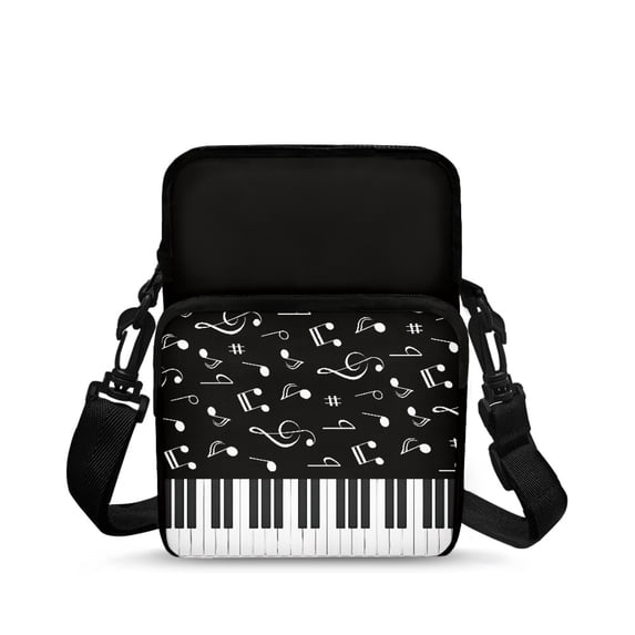 FUIALDOLG Piano Keys Music Notes Purse Wallet Holder Polyester Single Shoulder Case for Women, with Pocket Lightweight Crossbody Bag