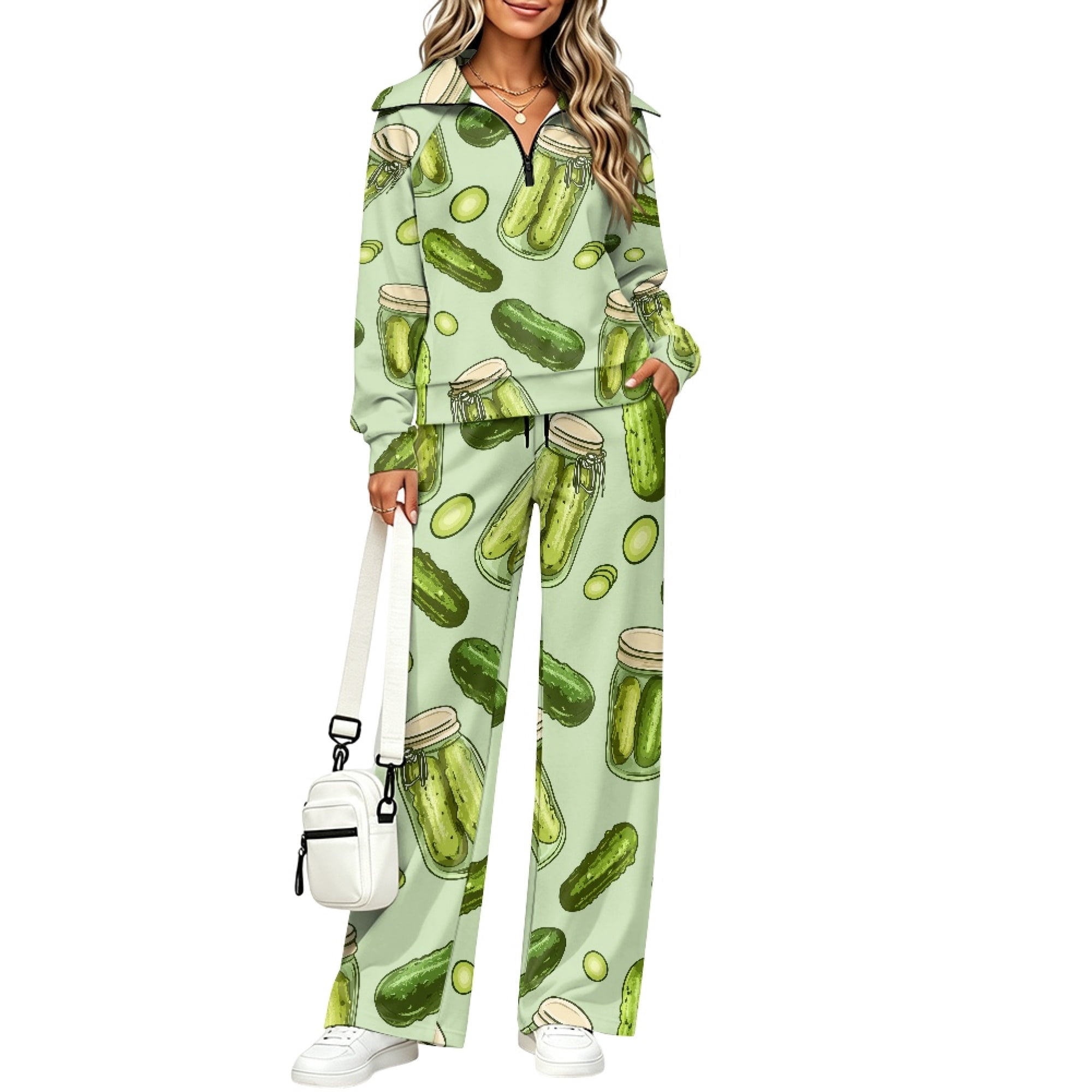 FUIALDOLG Pickle Jar Pattern Lounge Sets, Workout Tracksuit Oversized ...