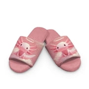 FUIALDOLG Pink Axolotl Print House Slippers for Women Open Toe Lightweight Indoor Slippers Slip On Bedroom Shoes with Soft Sole, Size 10.5-11.5