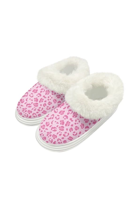 Pink Cheetah Print Slippers for Women Indoor Thick Sole House Bedroom Platform Slippers Trendy Gift for Womens Cozy Gifts, Size 9-10