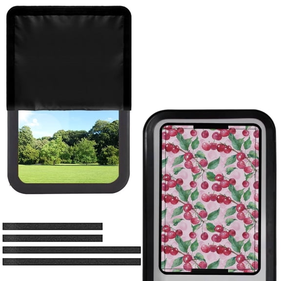 FUIALDOLG Pink Cherry RV Door Window Shade for Total UV Protection, Half-Fold Design Window Sunshade Blinds for Camper Windows Travel Trailer Camping Accessories 17.3" x 26"