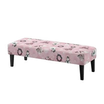 FUIALDOLG Pink Christmas Snowman Print Dining Bench Cover, Stretch Piano Bench Seat Covers Slipcover with Elastic Band Washable Rectangle Chair Protector for Dining Room, Bedroom, Patio