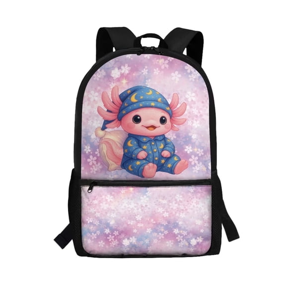 FUIALDOLG Pink Girls School Bag Cute Axolotl Schoolbag Cherry Blossom Flower Elementary School Students Bookbag Teenager Girl Shoulder Ruckpack for Outdoor Travel,17 Inch Large Capacity Backpacks