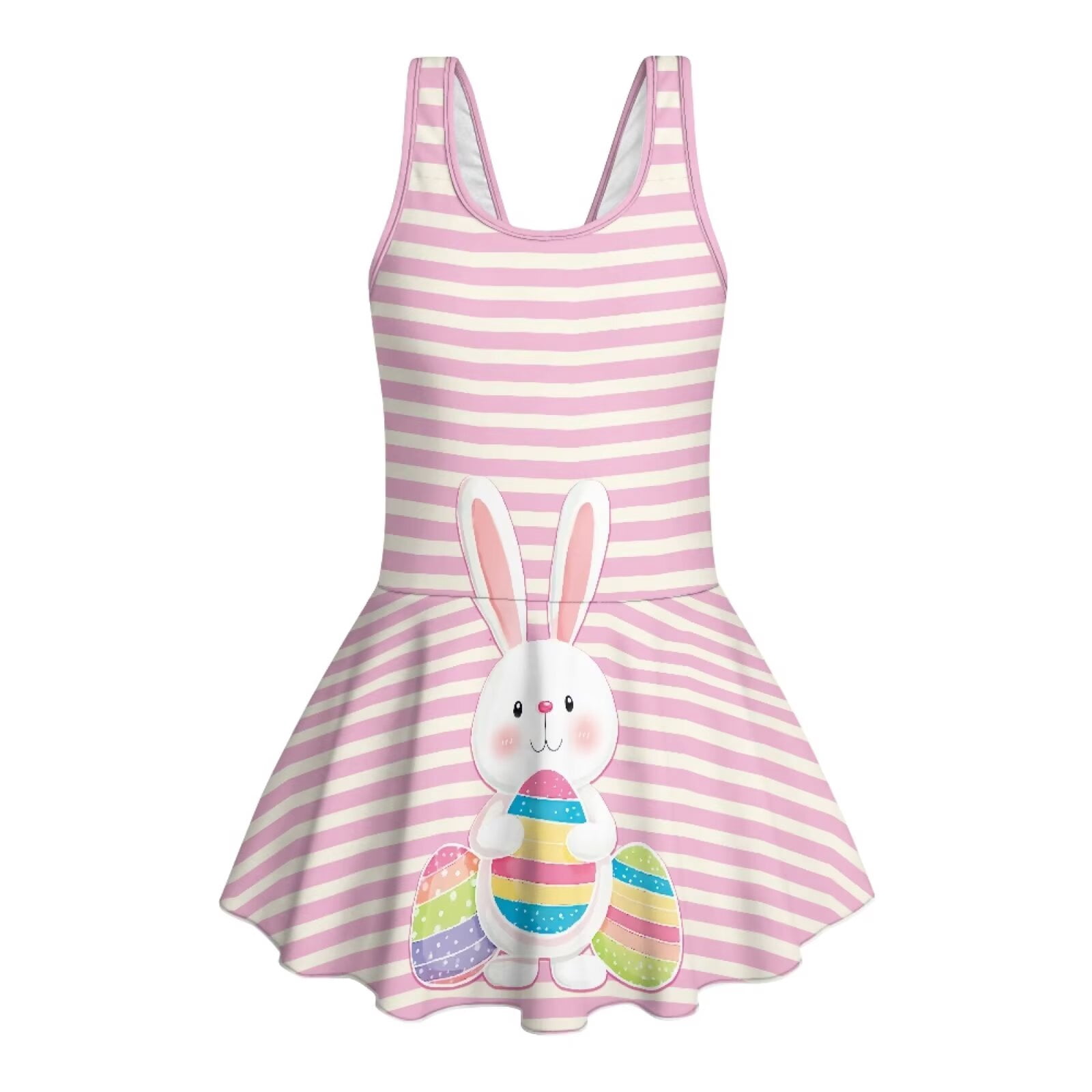 FUIALDOLG Pink Stripes Girls One-Piece Swimwear for Girls,Age 3-13 Cute ...