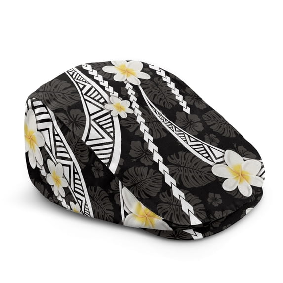 FUIALDOLG Plumeria Tribal Print Polyester Mens Forward Beret Hat with Lightweight, Adjustable Vintage Flat Cap for Daily Commuting Driving Walking
