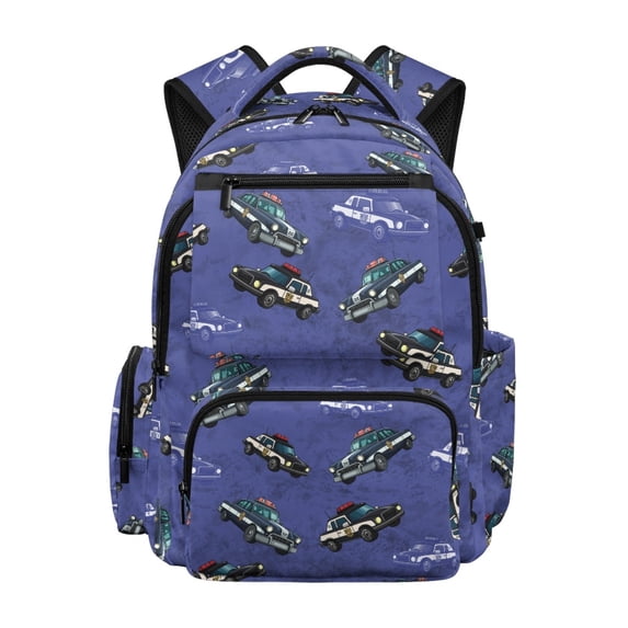 FUIALDOLG Police Car Design Bookbag with Waterproof, Lightweight Multi-Pocket 17 Inch School Bag for Travel Daily Use