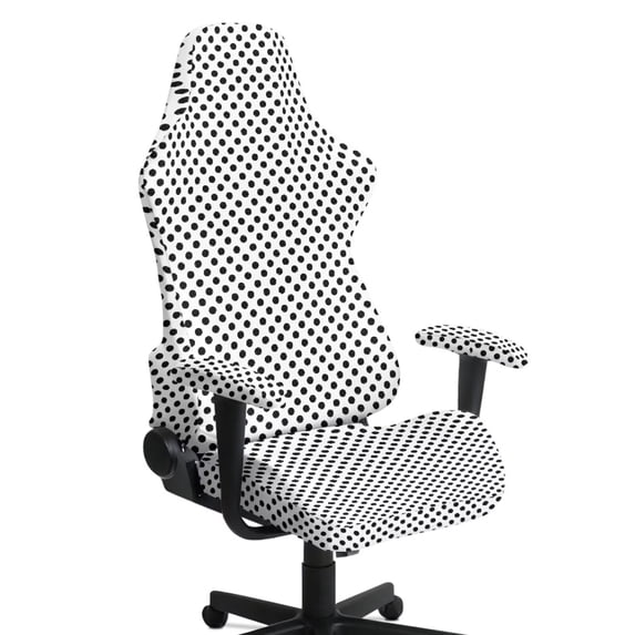 FUIALDOLG Polka Dot Gaming Chair Covers 4 Piece Elastic Non-slip Office Chair Seat Covers White Computer Rolling Chair Seat Slipcover Removable Stain Resistant Chair Seat Cover