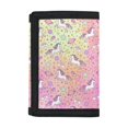 thumbnail image 1 of FUIALDOLG Polyester Children's Wallet with Foldable Slim Kids Trifold Wallet for Outdoor, Pink Unicorn Rainbow Print Trifold Card Wallet, 1 of 7