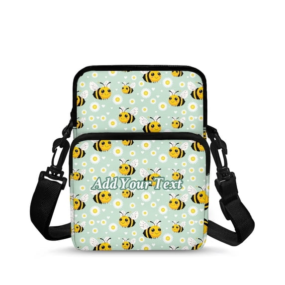 FUIALDOLG Polyester Crossbody Bag Zipper Portable Crossbody Purse for Travel, Honeycomb Pattern Print Cell Phone Bag