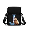 thumbnail image 1 of FUIALDOLG Polyester Crossbody Bags with Capybara Letter J, Zipper Pockets Cell Phone Pouch for Daily Travel and Shopping, 1 of 7